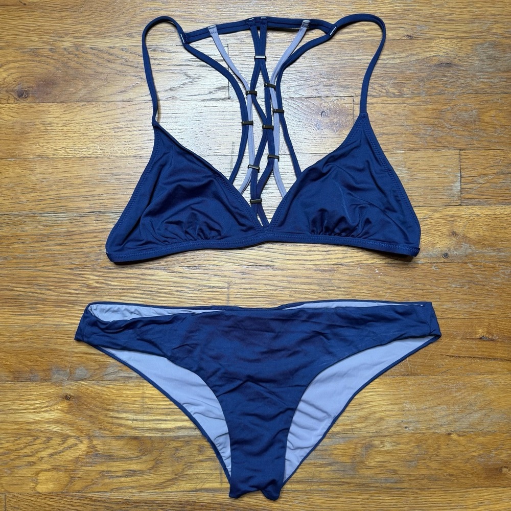 Dolce Vita Bikini 2pc Blue Cami Fancy‎ Back Bathing Suit Swimsuit SZ M $136 NWOT